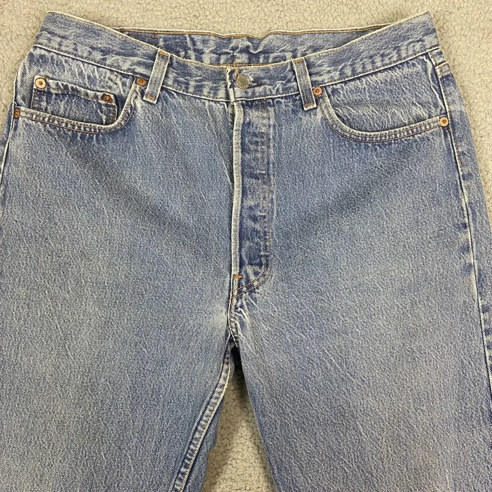 Vintage Levis 501 Jeans Mens 36x32 Blue Straight Leg Distressed Made in USA